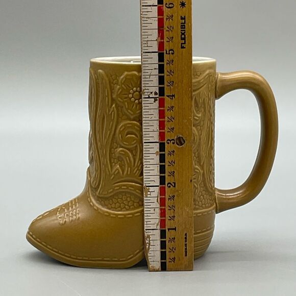 Vintage Ceramarte Brazil Brown Boot Floral Embossed Coffee Tea Mug - Picture 13 of 13